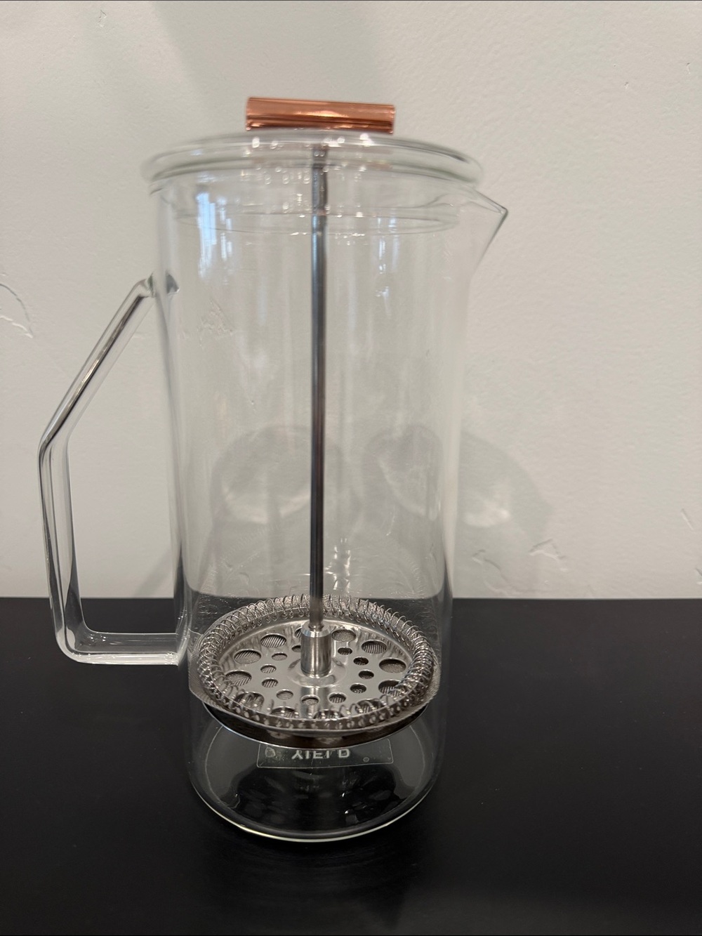 Clear Glass French Press with Copper Accent Lid by Yield Design Co